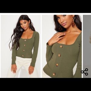 Long sleeve olive green top
